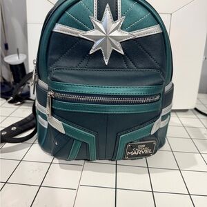 Loungefly Metallic Teal & Silver Captain Marvel Mini Backpack